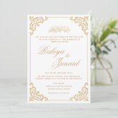 白エレガント金ゴールドイスラム結婚教徒 招待状 (スタンド正面)