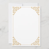 白エレガント金ゴールドイスラム結婚教徒 招待状 (裏面)