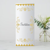 白エレガント金ゴールドカラー招待状 招待状 (スタンド正面)