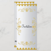 白エレガント金ゴールドカラー招待状 招待状 (正面/裏面)