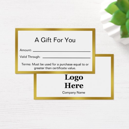白エレガント金ゴールドギフト券 (デスク)