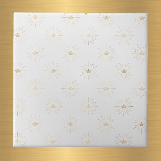 白エレガント金ゴールドクラウンスターバスト タイル