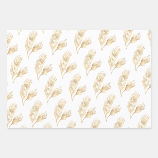 白エレガント金ゴールドクリスマス ラッピングペーパーシート (正面)