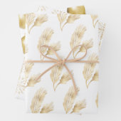 白エレガント金ゴールドクリスマス ラッピングペーパーシート (インサイチュ)