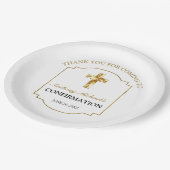 白エレガント金ゴールドクロスボーイズ確認 ペーパープレート (アングル)