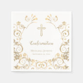 白エレガント金ゴールドクロス確認 スタンダードカクテルナプキン (正面)