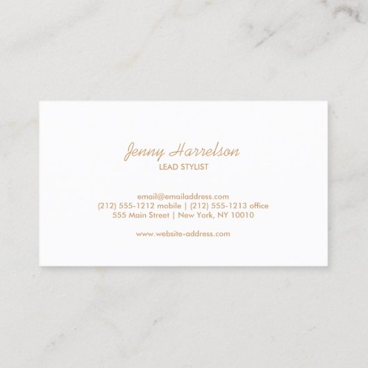 白エレガント金ゴールドクローバーロゴサロン、スパ 名刺 (裏面)