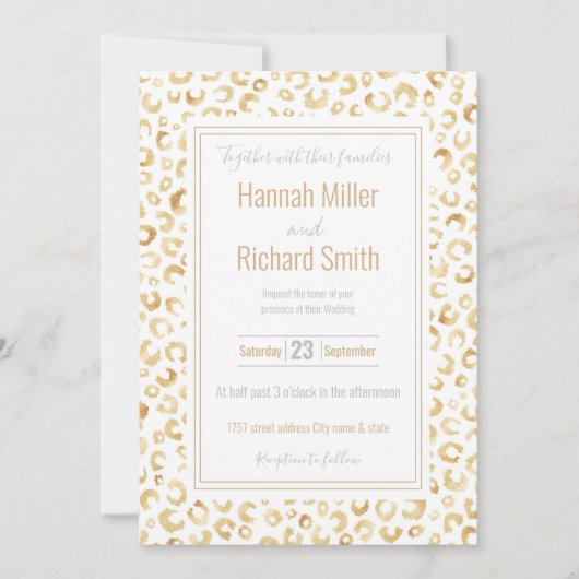 白エレガント金ゴールドグリッターヒョウアニマルプリント (正面)