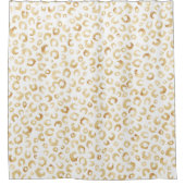 白エレガント金ゴールドグリッターヒョウアニマルプリント シャワーカーテン (正面)