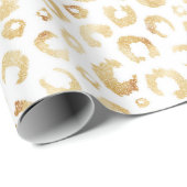 白エレガント金ゴールドグリッターヒョウアニマルプリント ラッピングペーパー (ロールコーナー)