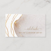 白エレガント金ゴールドグリッター署名スクリプトエージェント 名刺 (正面)