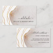 白エレガント金ゴールドグリッター署名スクリプトエージェント 名刺 (正面/裏面)