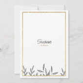 白エレガント金ゴールドシンプルフローラブライダルシャワー 招待状 (裏面)