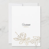 白エレガント金ゴールドシンプルフローラブライダルシャワー 招待状 (裏面)