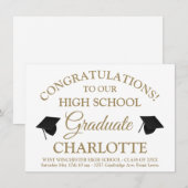 白エレガント金ゴールドスカスタムクリプト文字 招待状 (正面/裏面)