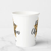 白エレガント金ゴールドスフェイクスターのメリークリスマス 紙コップ (右)