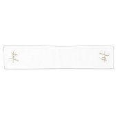 白エレガント金ゴールドスモダンクリプトモノグラム ショートテーブルランナー (横)