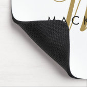 白エレガント金ゴールドスモダンクリプトモノグラム マウスパッド (コーナー)