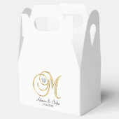 白エレガント金ゴールドハートモノグラムM結婚の贈り物 フェイバーボックス (オープン)