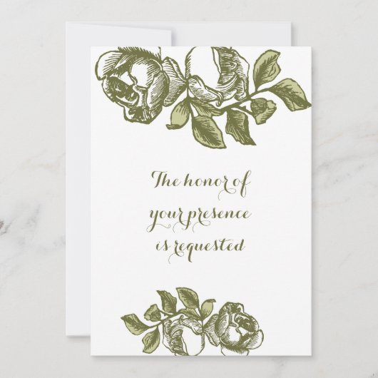 白エレガント金ゴールドバラカスタムウェディング招待状 招待状 (正面)