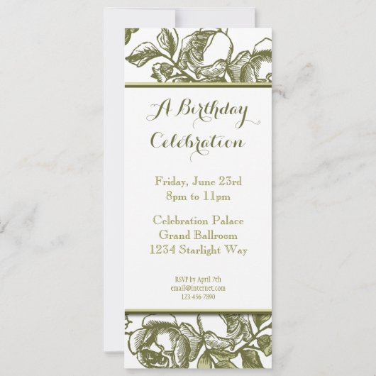 白エレガント金ゴールドバラカスタムパーティの招待状 招待状 (裏面)