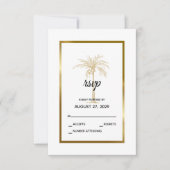 白エレガント金ゴールドパームモダン結婚の木 出欠カード (正面)