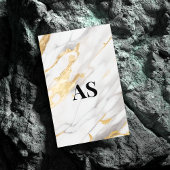 白エレガント金ゴールドフェイクグリッターモノグラム マグネット名刺