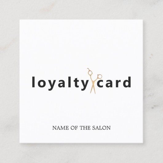 白エレガント金ゴールドフェイクシザーロイヤリティカード ロイヤリティカード (正面)