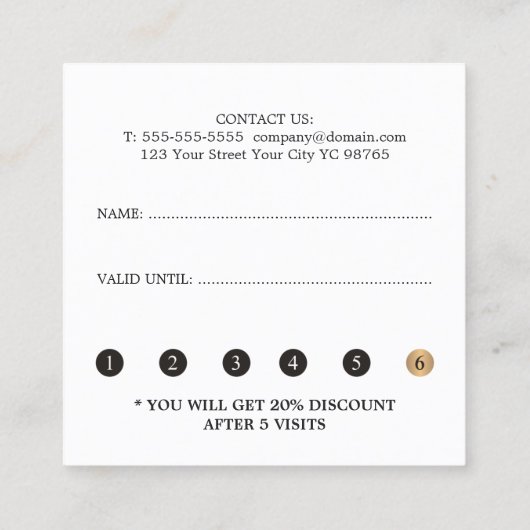 白エレガント金ゴールドフェイクシザーロイヤリティカード ロイヤリティカード (裏面)