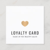 白エレガント金ゴールドフェイクハート美しいサロン ロイヤリティカード (正面)