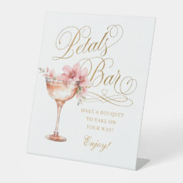 白エレガント金ゴールドフェイクピンク花びらバー 台座サイン