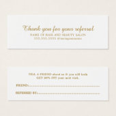 白エレガント金ゴールドフェイク美しいサロン紹介カード (正面&裏面)