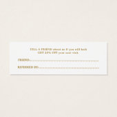 白エレガント金ゴールドフェイク美しいサロン紹介カード (裏面)