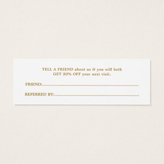 白エレガント金ゴールドフェイク美しいサロン紹介カード (裏面)