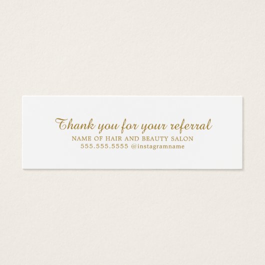 白エレガント金ゴールドフェイク美しいサロン紹介カード (正面)