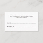 白エレガント金ゴールドフェイク美しいサロン紹介カード 紹介カード (裏面)