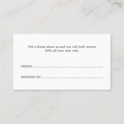 白エレガント金ゴールドフェイク美しいサロン紹介カード 紹介カード (裏面)