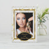 白エレガント金ゴールドフォトバースデーパーティー3 招待状 (スタンド正面)