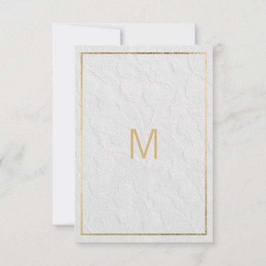 白エレガント金ゴールドフランスのフローラレース サンキューカード (裏面)