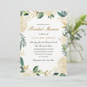 白エレガント金ゴールドフローラブライダルシャワー招待状 招待状 (スタンド正面)