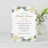 白エレガント金ゴールドフローラブライダルシャワー 招待状 (スタンド正面)