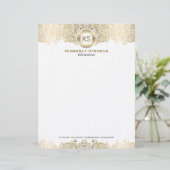 白エレガント金ゴールドフローラペイズリー2 レターヘッド (スタンド正面)