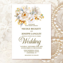 白エレガント金ゴールドフローラ結婚