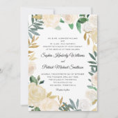 白エレガント金ゴールドフローラ | すべての親がホスト 招待状 (正面)