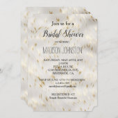 白エレガント金ゴールドブライダルシャワー 招待状 (正面/裏面)