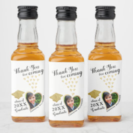 白エレガント金ゴールドブラックありがとう2025卒業 リキュールボトルラベル