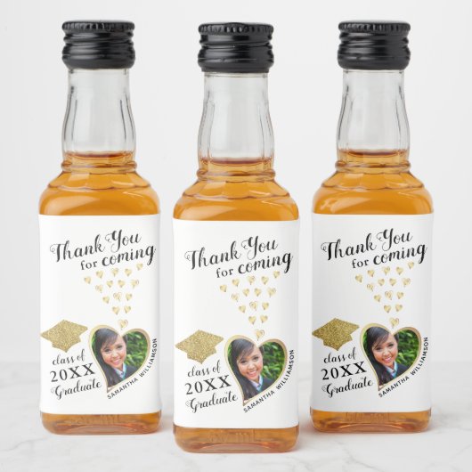 白エレガント金ゴールドブラックありがとう2025卒業 リキュールボトルラベル (ボトル)