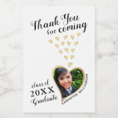 白エレガント金ゴールドブラックありがとう2025卒業 ワインラベル (シングルラベル)