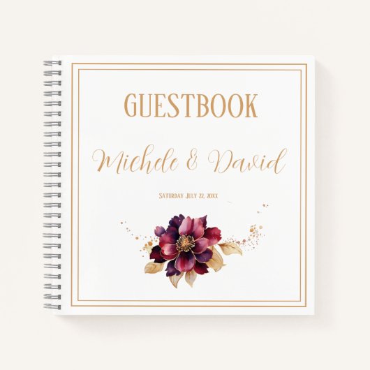 白エレガント金ゴールドブルゴーニュ離れは「あいさつ」 ノートブック (正面)