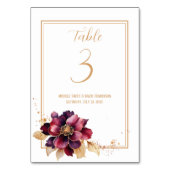 白エレガント金ゴールドブルゴーニュ テーブルナンバー (正面)